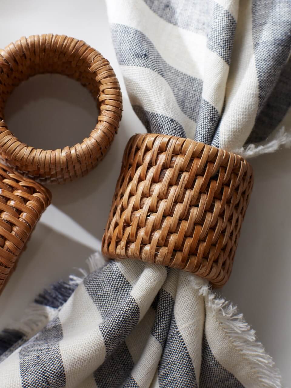 Iona Rattan Napkin Rings - Brown - Set of 6