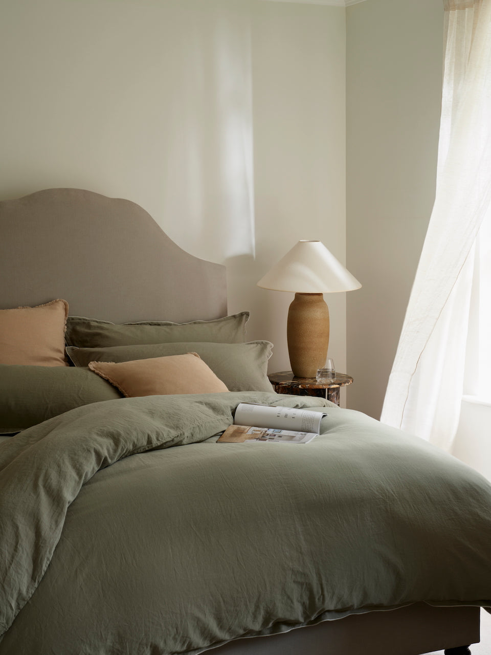 Lisbon Sage Green Cotton Fitted Sheet