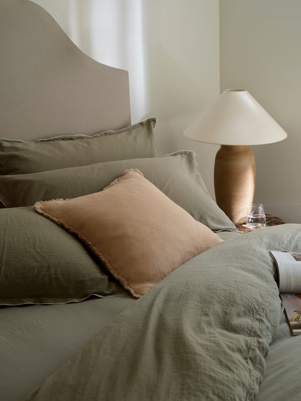 Lisbon Sage Green Cotton Fitted Sheet