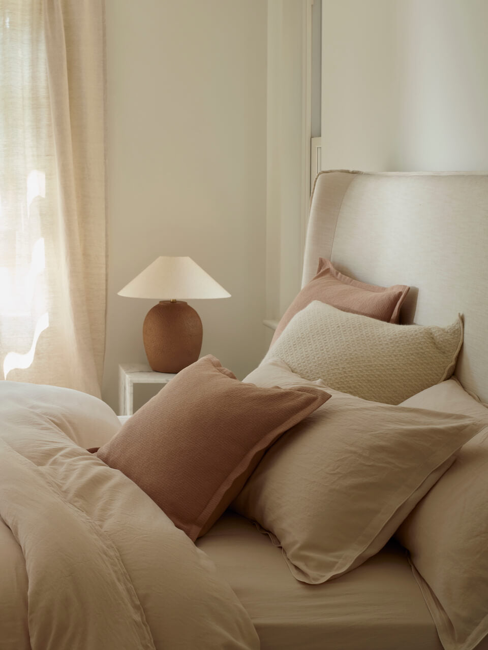Lisbon Nude Cotton Pillowcase - Set of 2