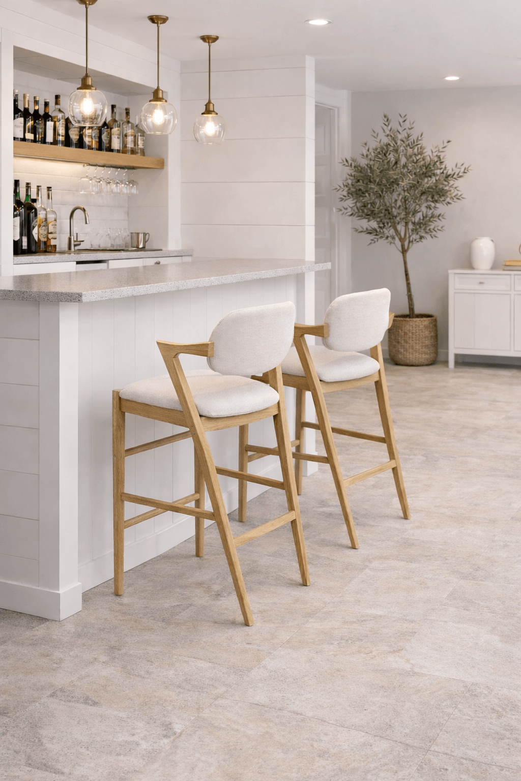 Hoxton Bar Stool - Heritage Toffee & Natural Wood - x 6 pieces