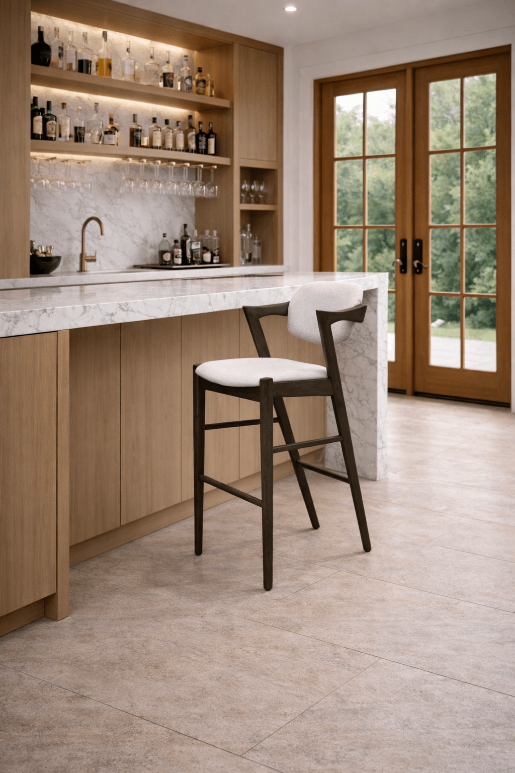 Hoxton Bar Stool - Heritage Toffee - Mocca Wood