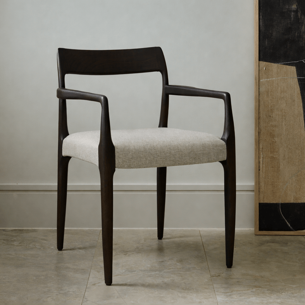 Hampstead Carver Dining Chair - Heritage Pearl- Mocca Wood