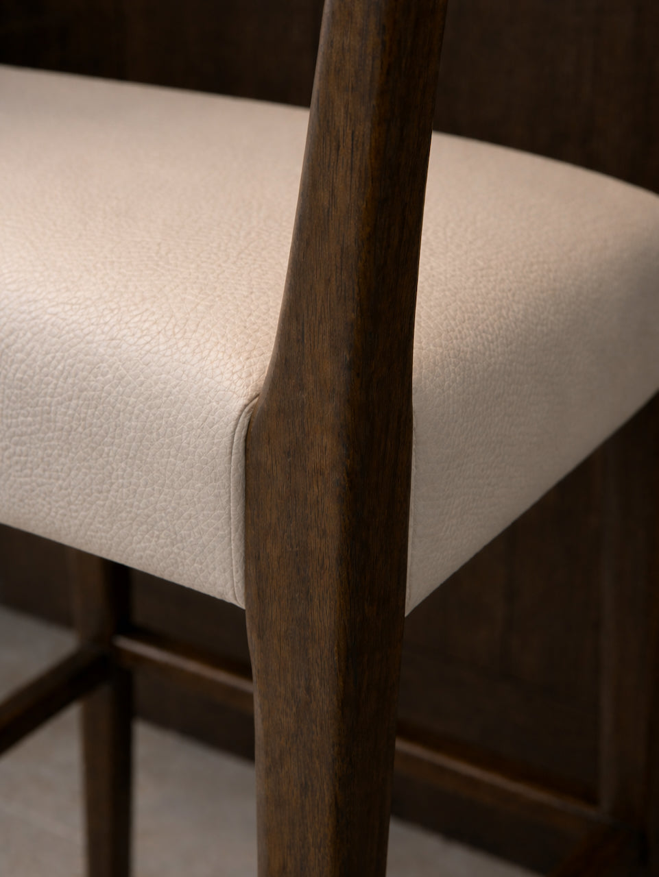 Hampstead Bar Stool - Mocca Wood - Oatmeal Faux Leather