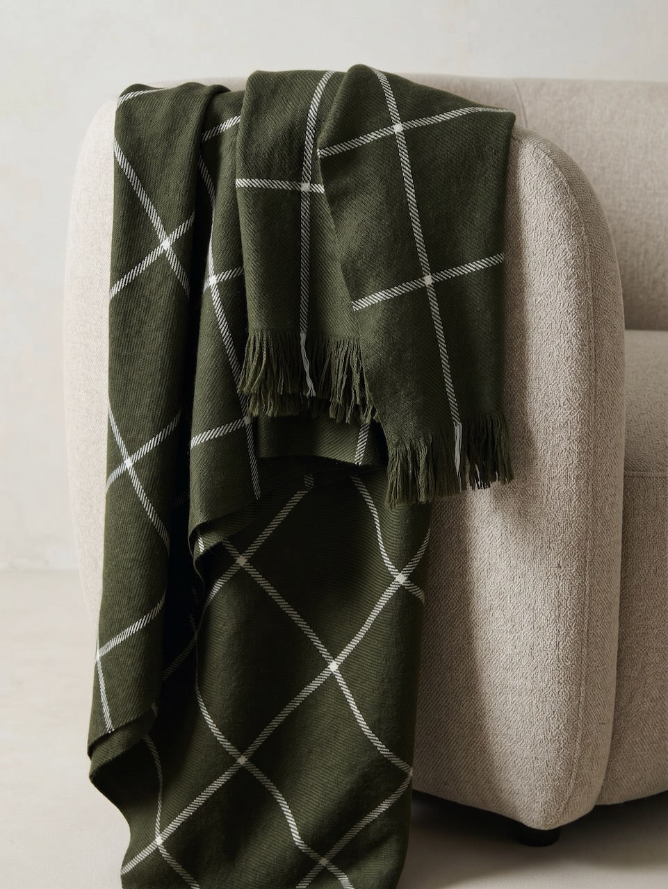 Green Check Wool Throw