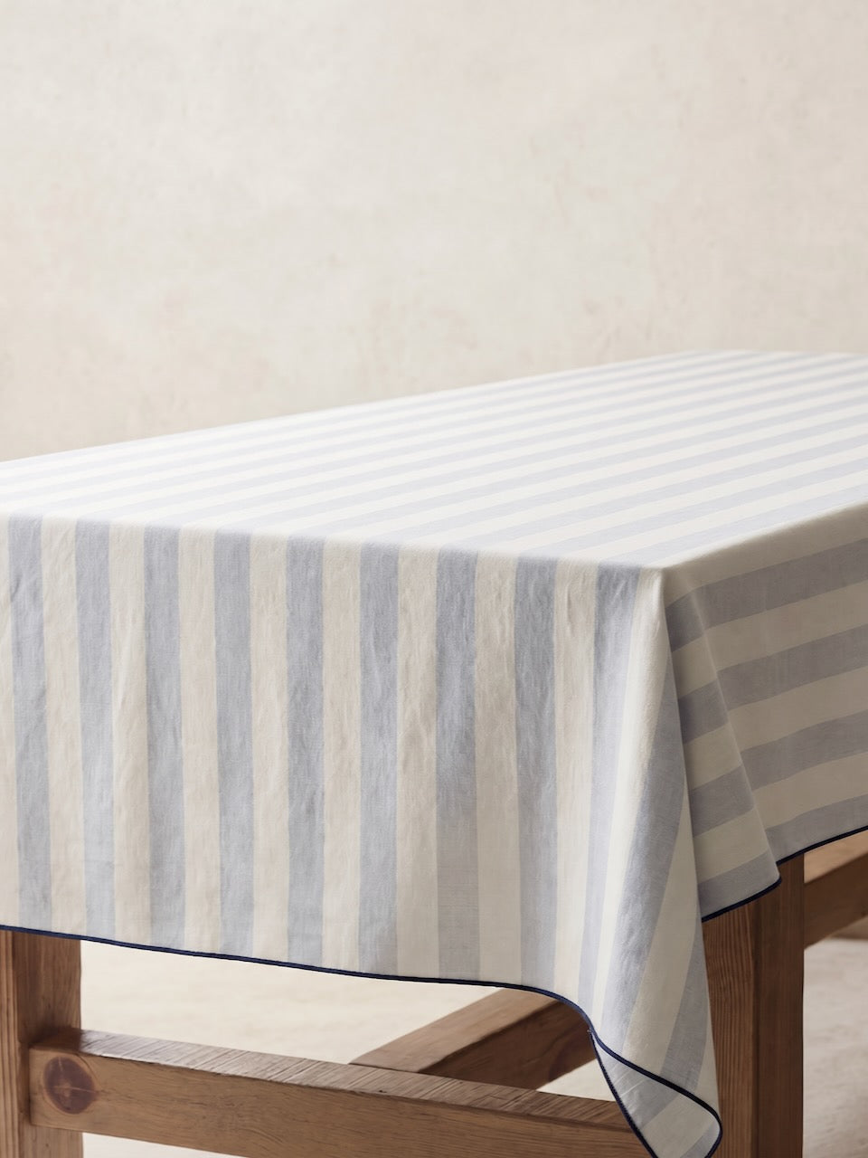 Blue Stripe Linen Tablecloth