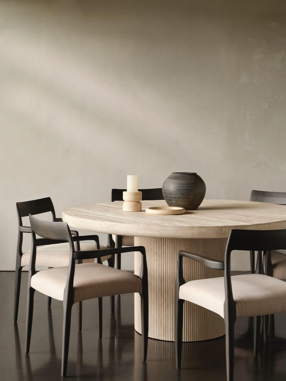 Layered Lounge dining table arranged with proportionate seating