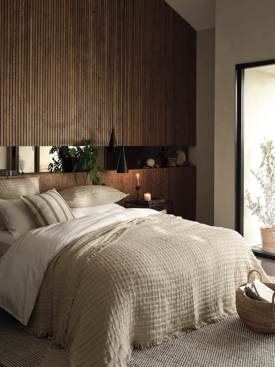Layered Lounge Portuguese cotton bedding in natural light