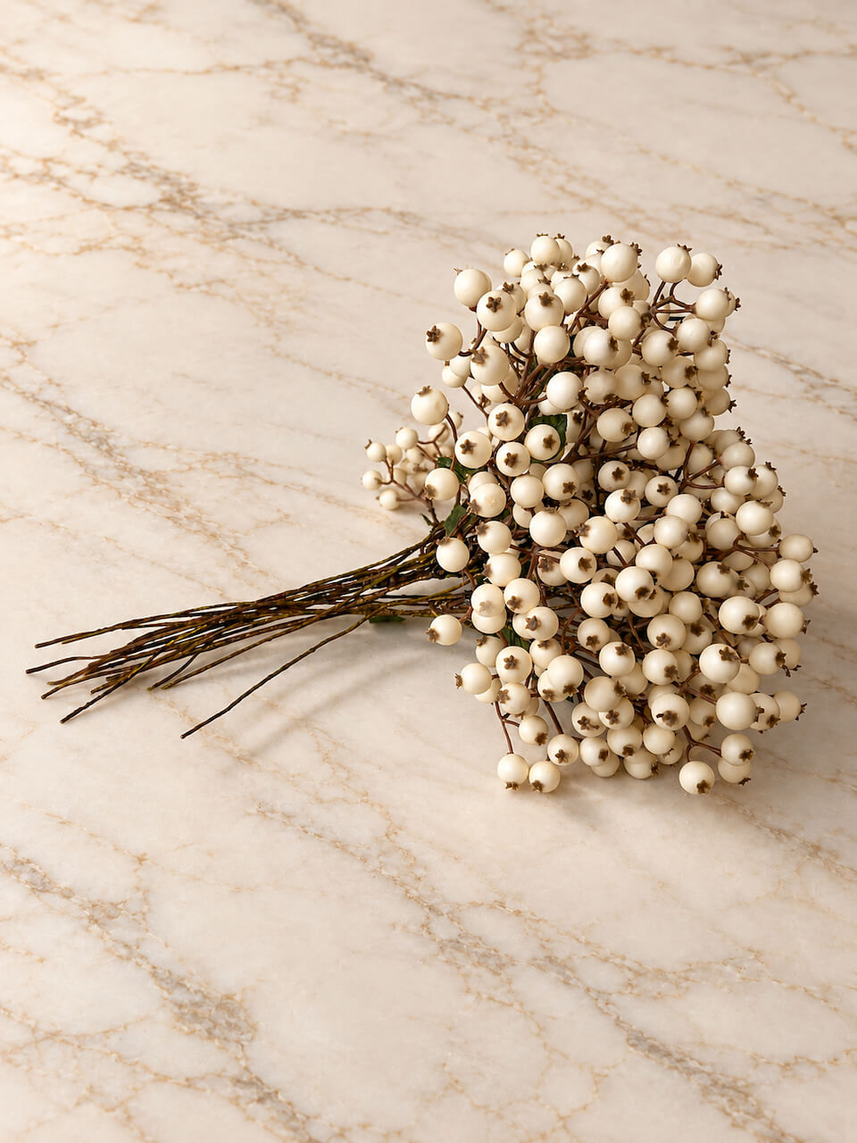 Faux White Berry Stems - Set of 20