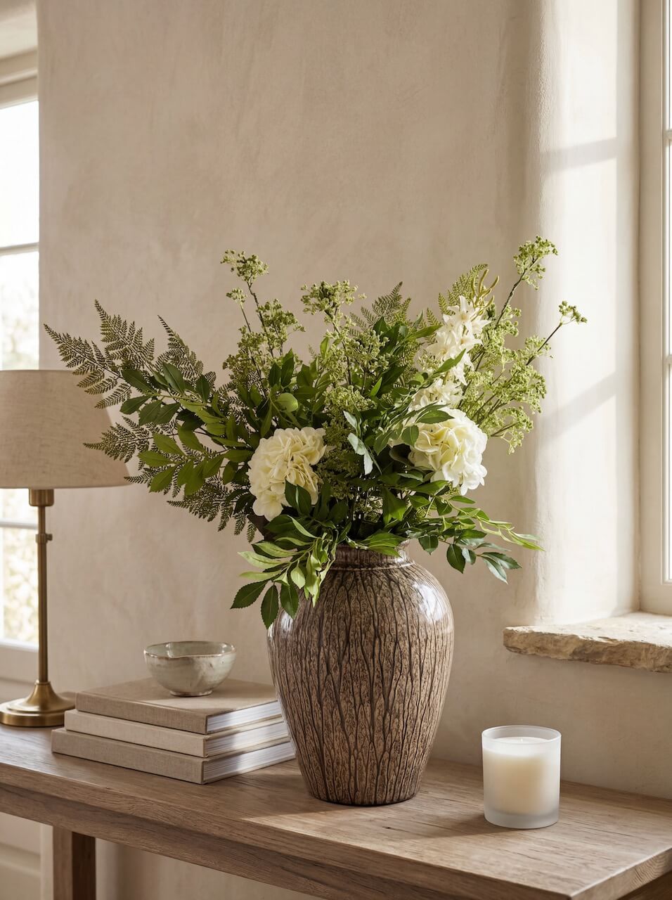 Faux Cream & Green Bouquet