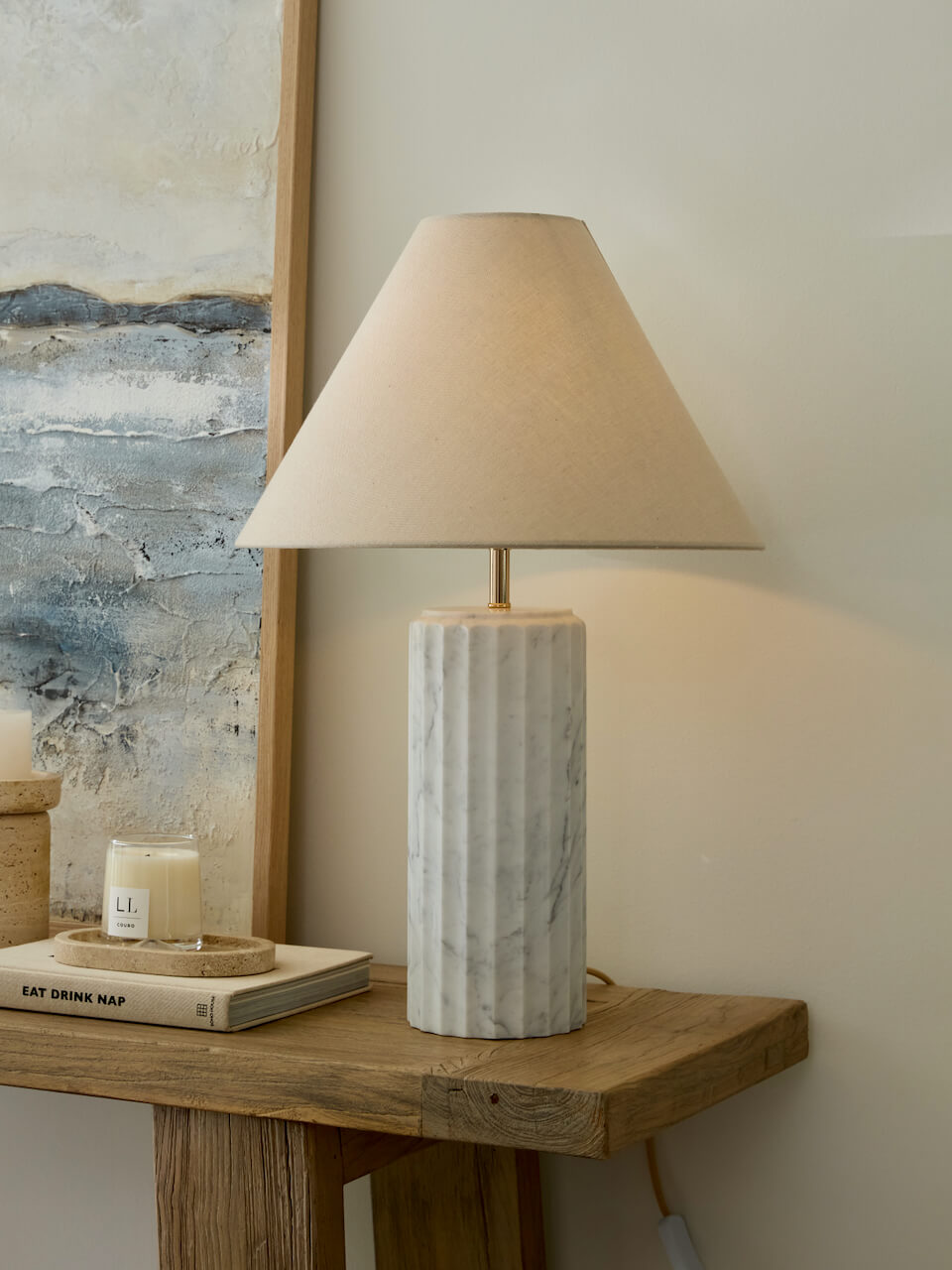 Lumo Carrara Marble Table Lamp & Shade