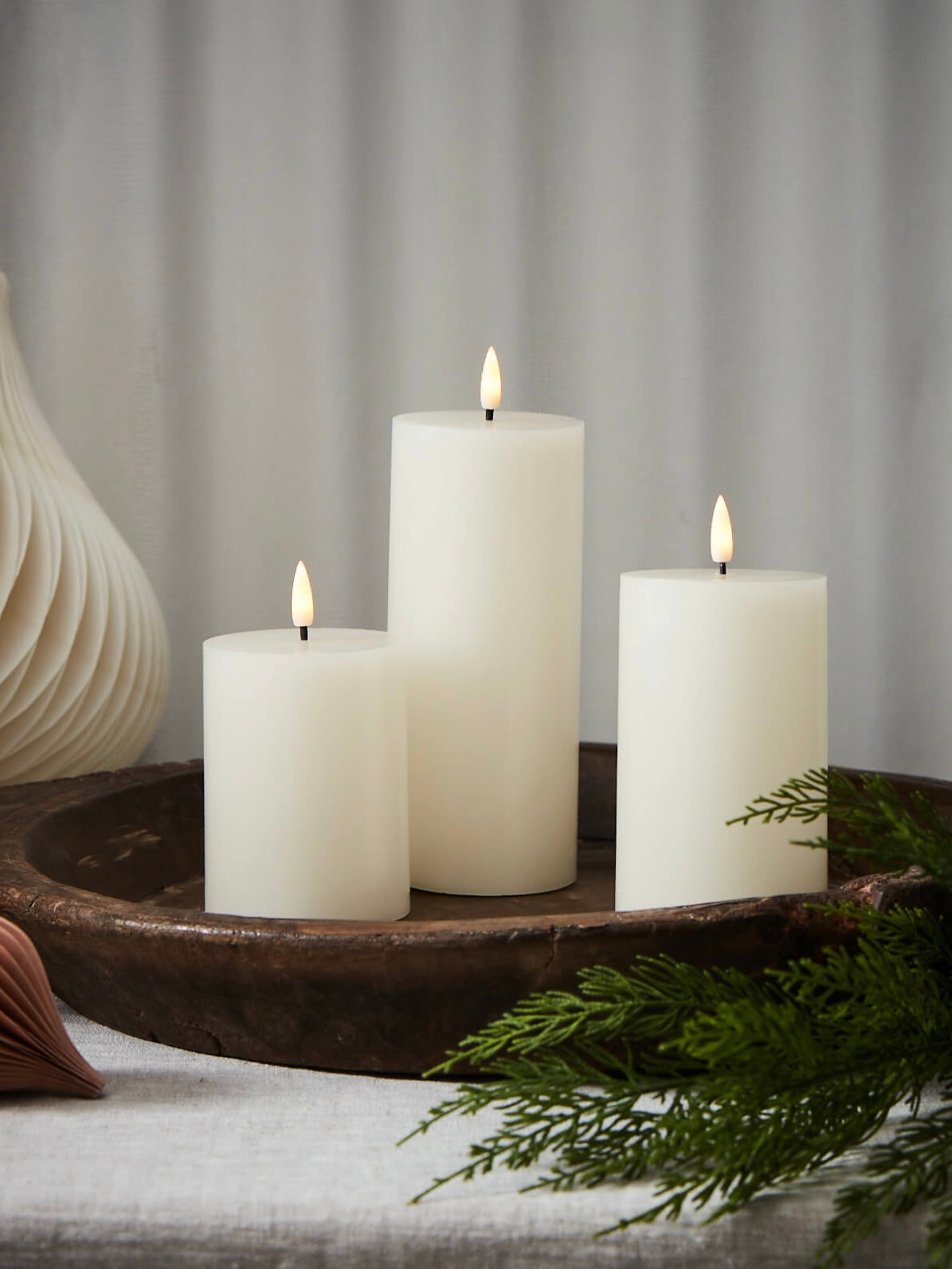 Set of 3 LED Pillar Candles with Remote/Timer
