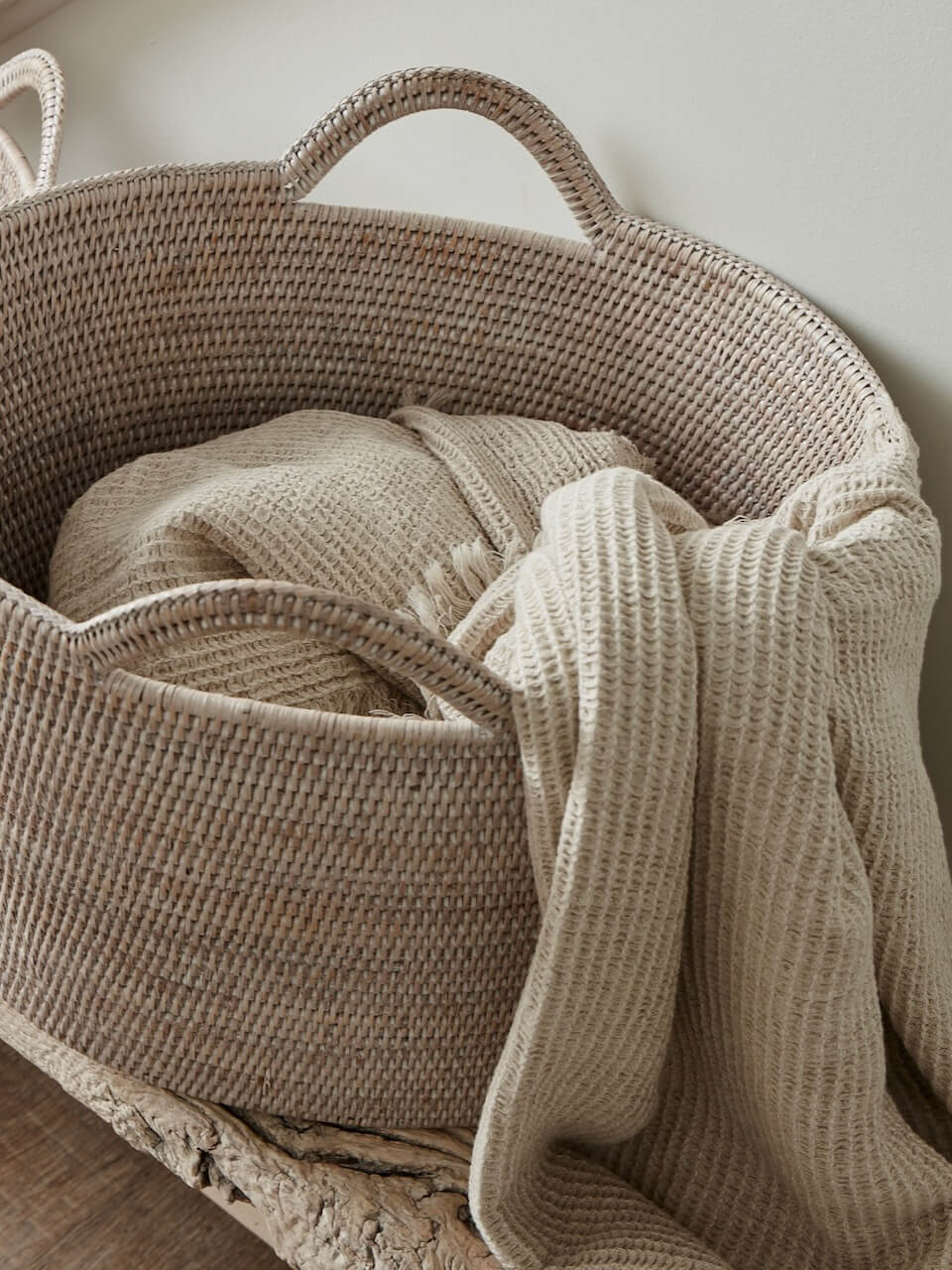 Nairn Rattan Bucket Basket - White