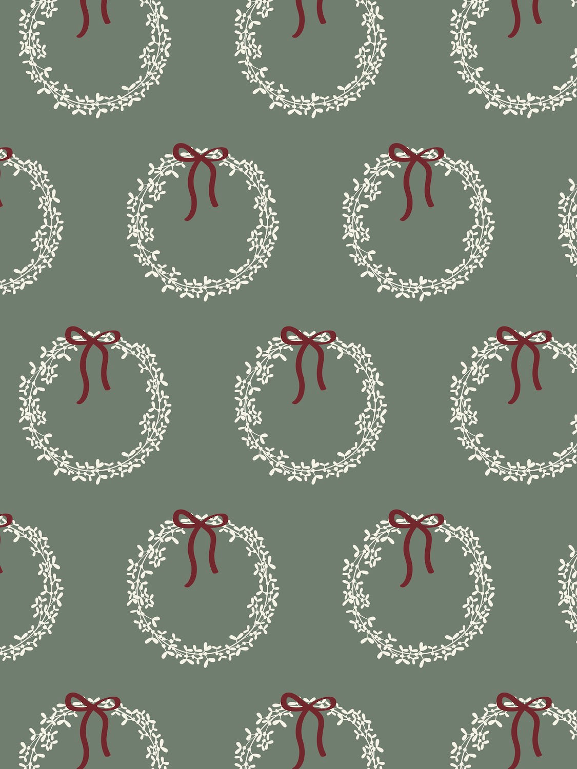 10m Wreath Green Wrapping Paper