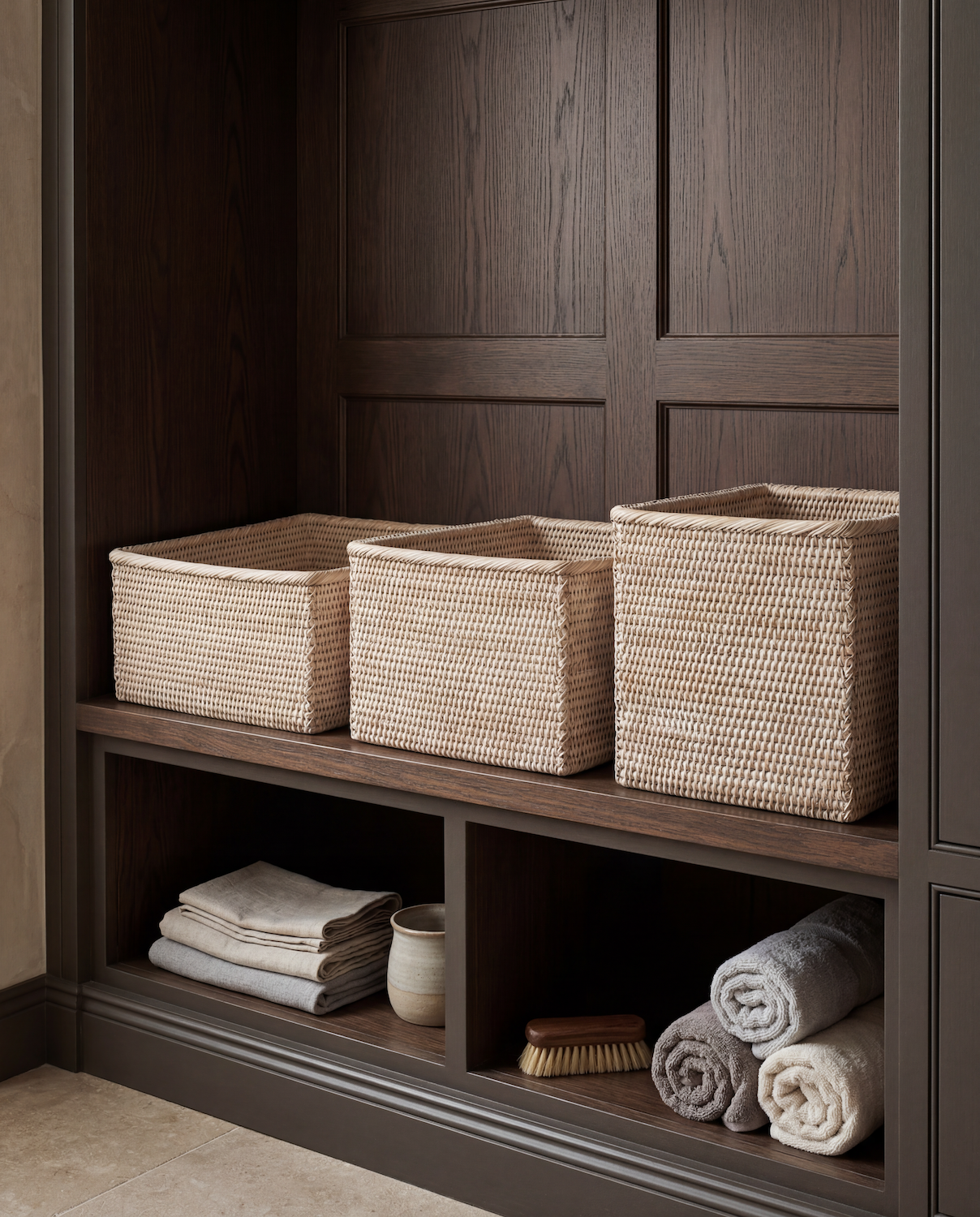 Rowan Rattan Shelf Baskets Set of 3 - White