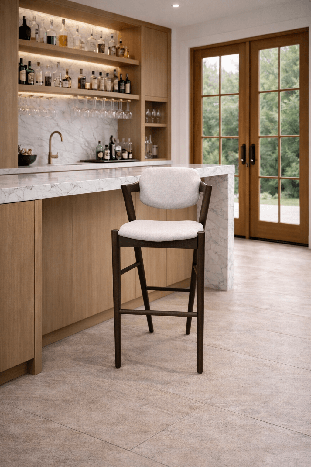 Hoxton Bar Stool - Heritage Toffee - Mocca Wood