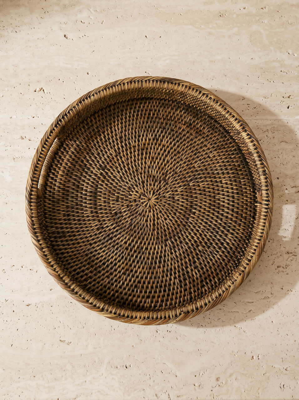 Alden Round Rattan Tray - Antique Brown