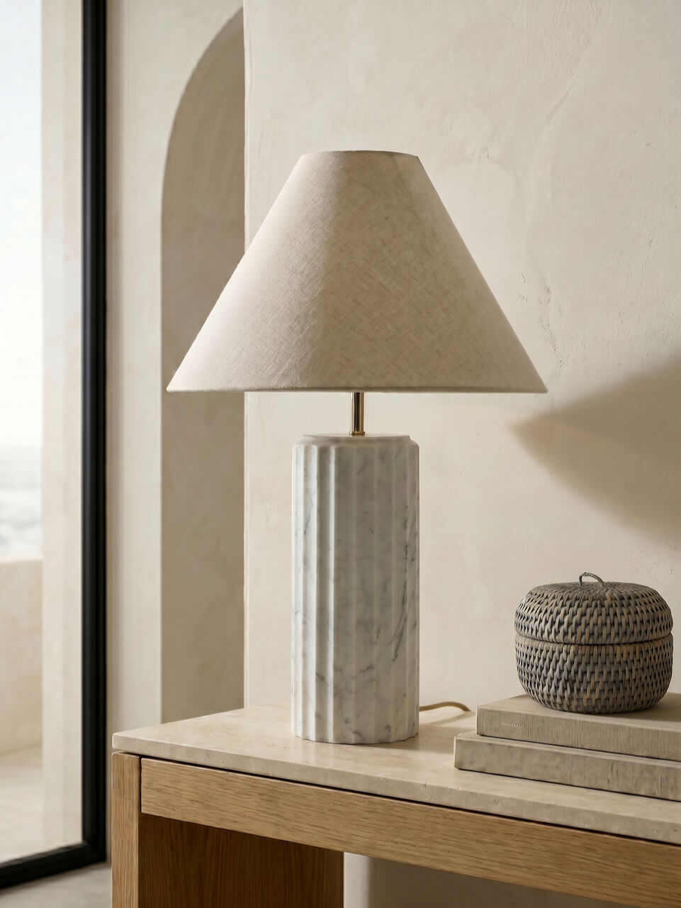 Ely Round Rattan Storage Box - Grey - Small