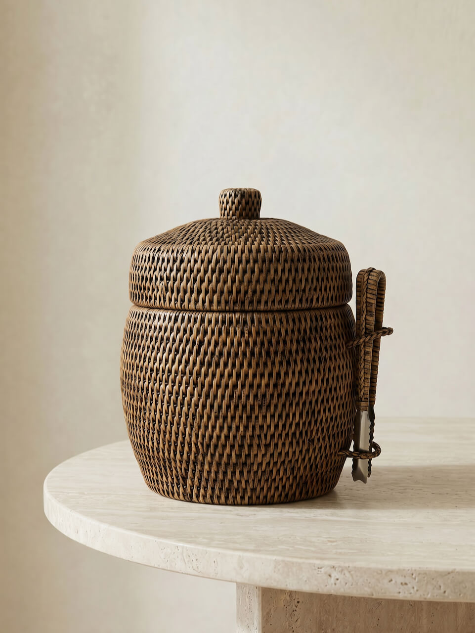 Minto Rattan Ice Bucket - Antique Brown